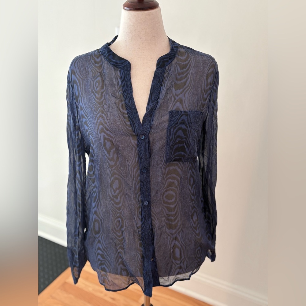 Diane Von Furstenberg Navy Patterned Blouse
